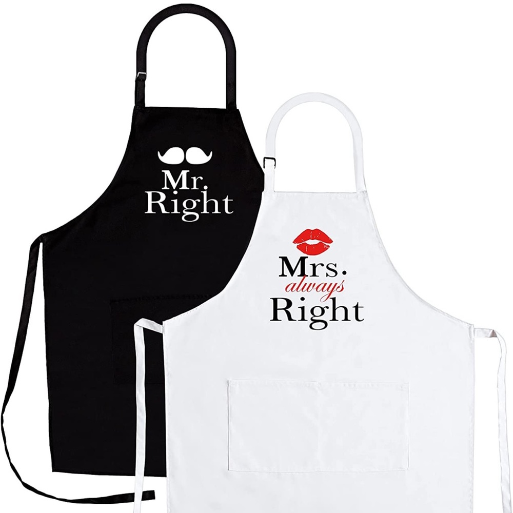 NWT Mr. and Mrs. Right Apron Set